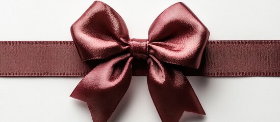 Aufkleber - Elegant burgundy gift ribbon with a glossy bow isolated on a clean white background for festive and celebration themes.