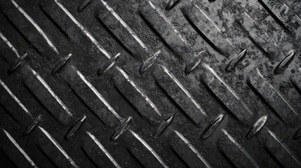 Aufkleber - Textured black metal plate surface with worn grooves and a weathered appearance ideal for industrial or abstract designs