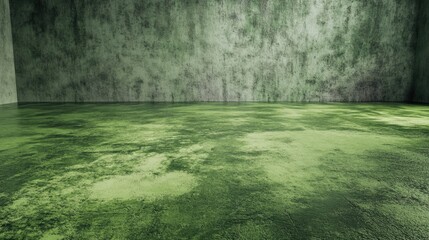Aufkleber - Green textured cement floor with dirty paint appearance in an indoor setting for use in design and architectural backgrounds.