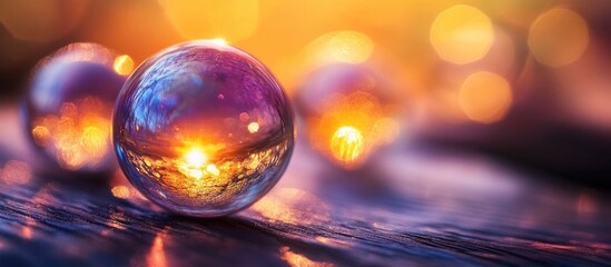 Aufkleber - Colorful bokeh orbs reflecting light and natural scenery in a vertical format creating a dreamy and enchanting atmosphere.