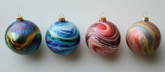 Poster - Decorative Christmas Balls with Colorful Swirls and Patterns for Holiday Decor and Festive Celebrations