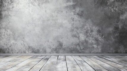Aufkleber - Rustic grunge concrete wall with wooden floor ideal for urban themed backgrounds and artistic presentations