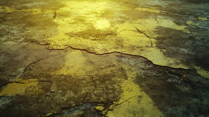 Aufkleber - Aged yellow concrete floor texture with cracked surface and weathered appearance suitable for backgrounds and design projects.