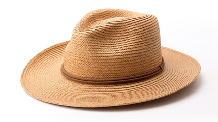 Poster - Classic straw hat on a clean white background showcasing a timeless accessory for summer fashion and outdoor activities.