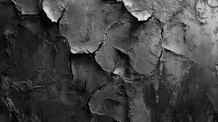 Aufkleber - Aged cracked cement wall texture in monochrome showcasing weathered surfaces and peeling paint for architectural design and background use.