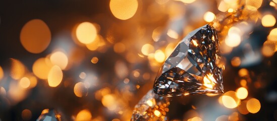 Poster - Glistening diamond shapes reflecting warm golden lights creating a luxurious and elegant atmosphere