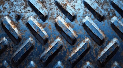 Aufkleber - Weathered blue metal texture with diamond pattern ideal for industrial or artistic design backgrounds