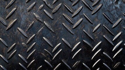 Aufkleber - Worn black metal textured background featuring a diamond plate design suitable for industrial and rustic themes