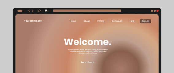 Website banner template with abstract gradient mocha mousse colors. Landing page illustration
