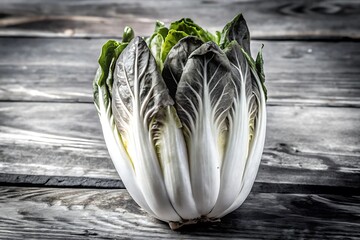 Wall Mural - cabbage on a wooden table