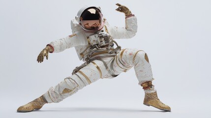 Poster - A dynamic astronaut figure posed in a dramatic stance, showcasing space exploration themes.