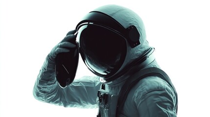 Poster - A silhouette of an astronaut saluting, emphasizing space exploration and human ingenuity.
