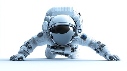 Poster - A lone astronaut in a white environment, symbolizing exploration and discovery.