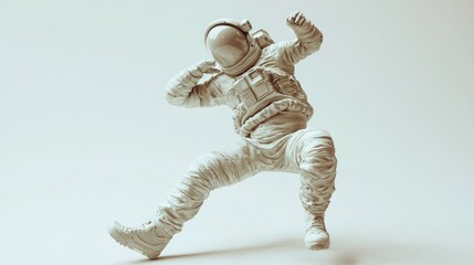Leinwandbilder - A 3D model of an astronaut in a dynamic pose, showcasing movement and design.