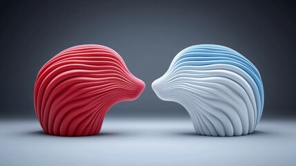 Poster - Abstract Red   Blue 3D Forms  Modern Art  AI Generated   Curved Lines  Futuristic Design