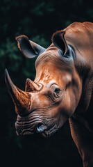 Poster - A close-up of a rhinoceros showcasing its distinct features and texture.