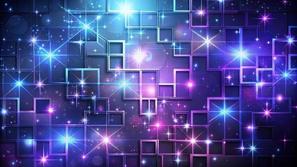 Wall Mural - Abstract Glowing Square Pattern with Sparkling Stars and Cosmic Dust