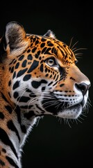 Poster - A close-up profile of a jaguar showcasing its distinctive fur patterns and piercing eyes.