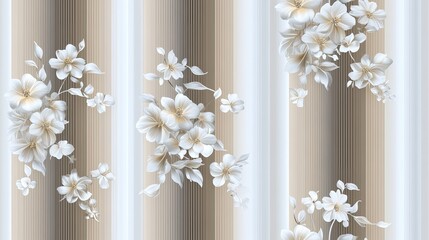 Poster - This high-resolution wallpaper features a light gray vertical pattern with subtle lines on a white background, ideal for modern interiors SEAMLESS PATTERN