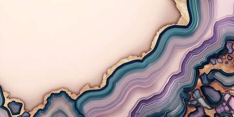 Poster - Elegant agate slice banner with contrasting empty space and clean shadows for modern design use