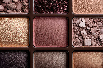 Sticker - Eyeshadow colorful shades palette in mocha mousse tones close-up