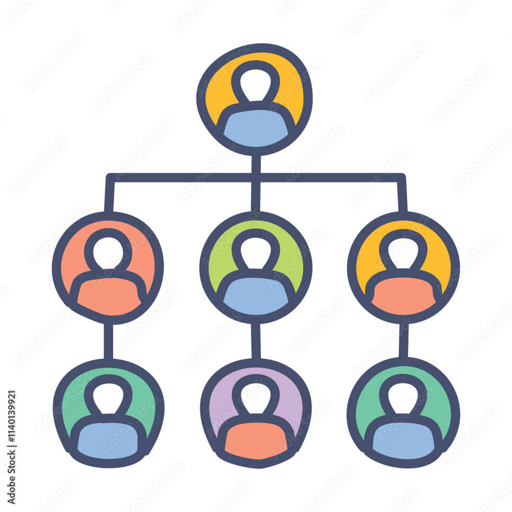 Team hierarchy chart. Illustrates organizational structure, teamwork ...