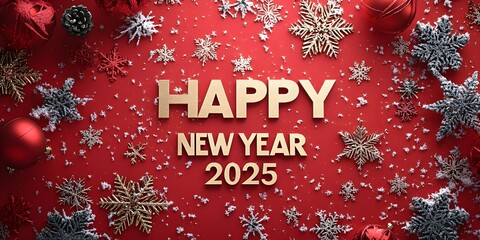 Canvas Print - red christmas background，happy new year 2025