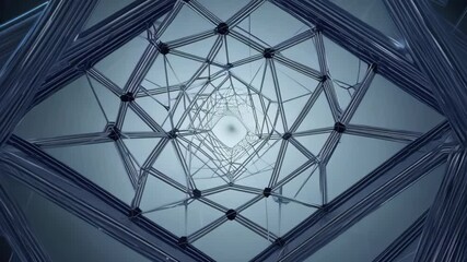Fototapete - Explore the intricate design of a geometric structure showcasing connections and symmetry in a digital environment