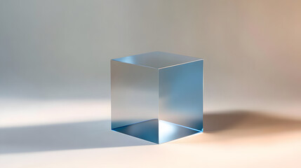 Fototapete - 
3D rendered transparent cube graphics with blue colors on a light background. Illustration for digital concept or geometry. Visualization for modern perspectives and networks.
