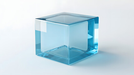 Fototapete - 
3D rendered transparent cube graphics with blue colors on a light background. Illustration for digital concept or geometry. Visualization for modern perspectives and networks.
