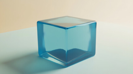 Fototapete - 
3D rendered transparent cube graphics with blue colors on a light background. Illustration for digital concept or geometry. Visualization for modern perspectives and networks.