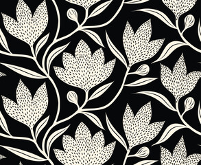 Wall Mural - Abstract flower seamless pattern with dotted style. 