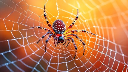 Delicate Interplay of Water Drop on Glistening Spider s Web