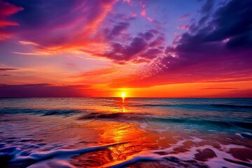 Wall Mural - 20 a sunset over the ocean a beautiful sunset paints the sky wit