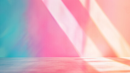 Wall Mural - soft pastel gradient wall with sunlight and shadows creating a dreamy, calming atmosphere in a minim