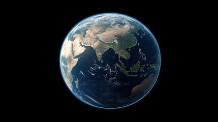 Poster - A glowing blue hologram of Earth displays continents and oceans, illuminated by global network connections with a focus on South Asia