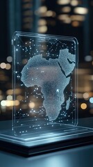 Poster - A glowing blue hologram of Earth displays continents and oceans, illuminated by global network connections with a focus on South Asia