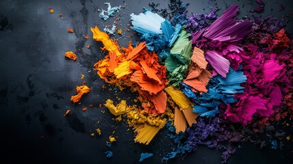 Aufkleber - Vibrant abstract art creation studio setting digital artwork colorful environment close-up view artistic reshaping concept