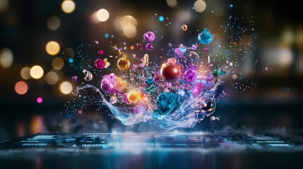 Leinwandbilder - Interactive dashboard displaying colorful lights and vibrant effects dynamic visuals tech environment creative concept