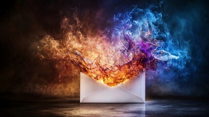 Aufkleber - Surreal fire and light emanating from an envelope digital art abstract environment midjourney concept