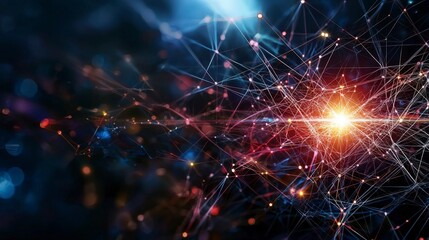 Poster - Exploring the fiber optic network grid digital space visual artwork abstract design wide angle connectivity concept