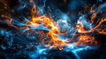 Poster - Innovative fiber optic concepts shining in a colorful abstract display digital environment engaging visual representation