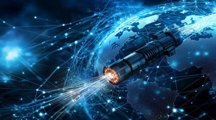 Poster - Global internet network revolutionized by fiber optic cables digital landscape technology concept futuristic view innovation