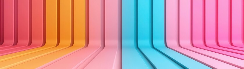 Poster - A vibrant abstract background featuring colorful stripes in hues of orange, pink, and blue, perfect for creative projects.