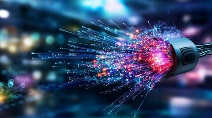 Aufkleber - Dynamic internet data flow visualization digital space abstract art high-tech environment close-up view efficiency concept