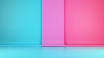 Poster - Colorful backdrop featuring vivid pink and blue walls, perfect for creative projects and modern designs.