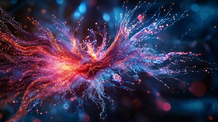 Aufkleber - Dynamic flow of internet data through fiber optics virtual realm digital art abstract close-up connectivity concept
