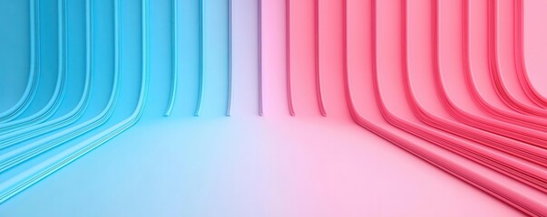 Poster - Vibrant abstract background with smooth curves in blue and pink hues, perfect for digital designs and creative projects.