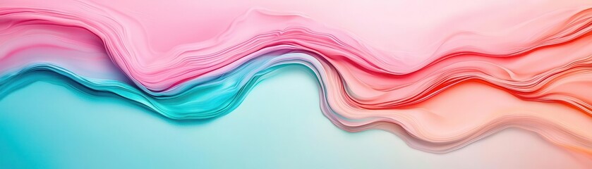 Poster - Vibrant abstract waves in pink and blue create a calming visual effect, ideal for backgrounds or creative projects.