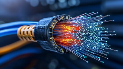 Poster - Fiber optic cable technology enhancing urban connectivity through data transmission infrastructure